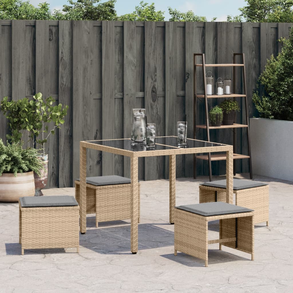 Vrtni taburei s jastucima 4 kom 40x40x35 cm od poliratana