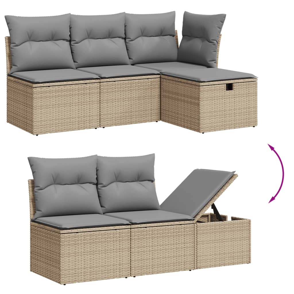 7-dijelni set vrtnih sofa od poliratana s jastucima bež