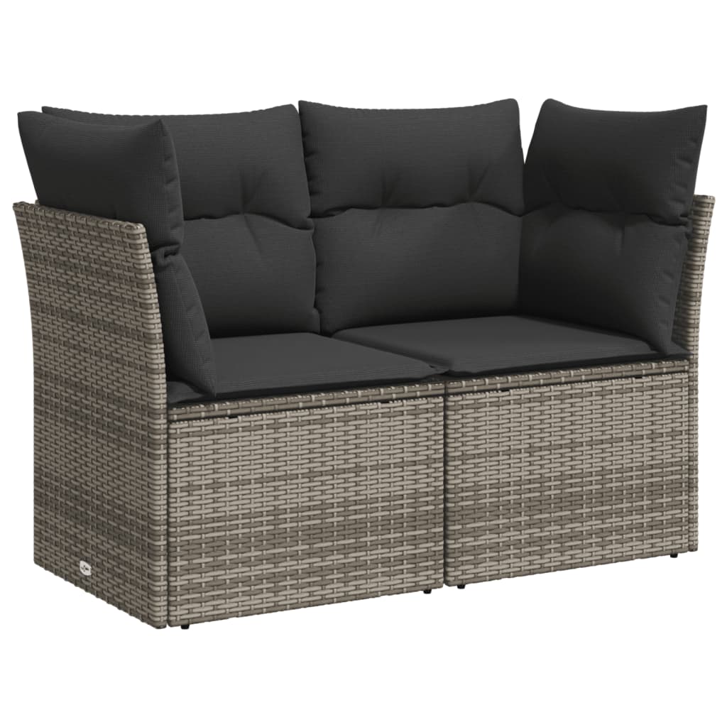 8-dijelni set vrtnih sofa od poliratana s jastucima sivi