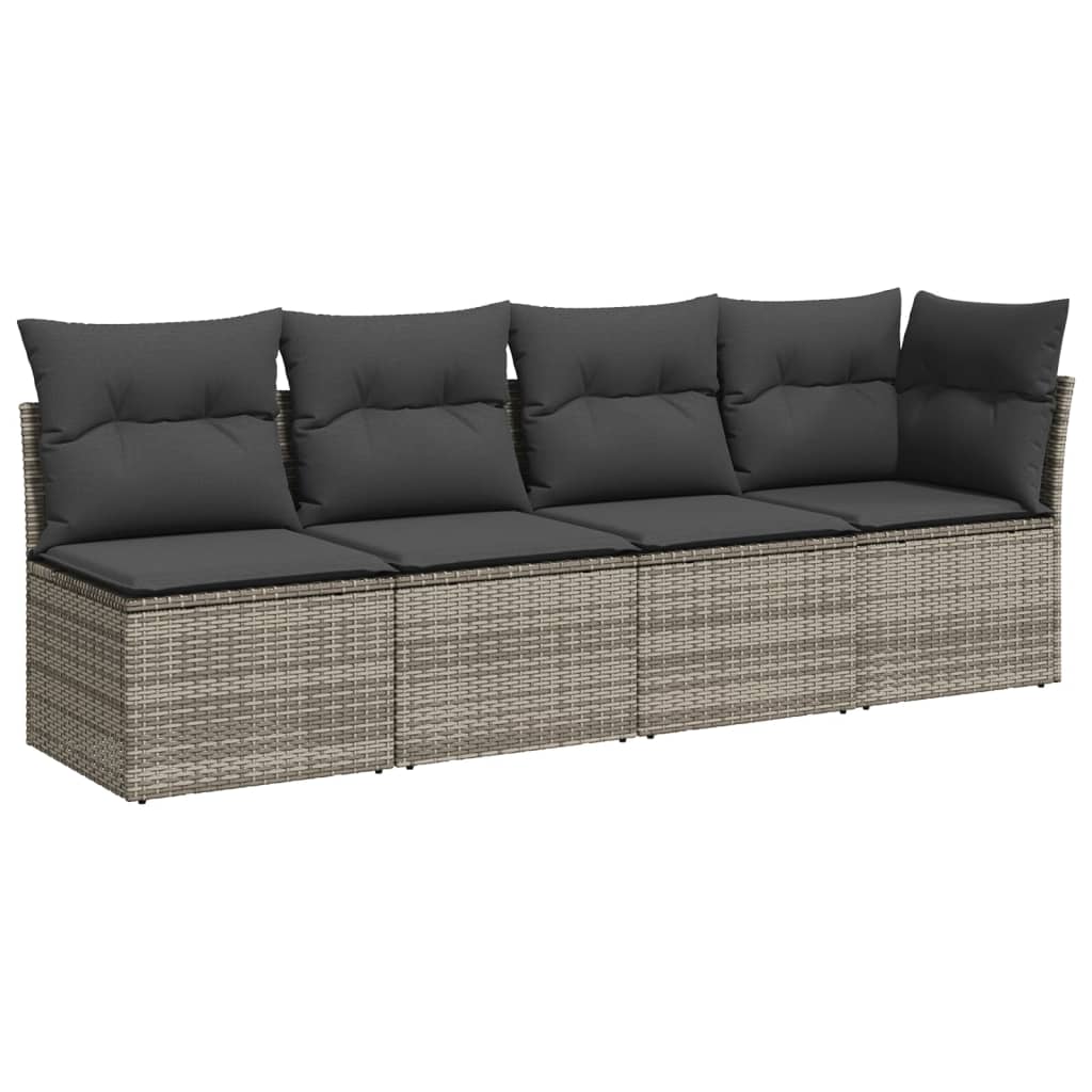 8-dijelni set vrtnih sofa od poliratana s jastucima sivi