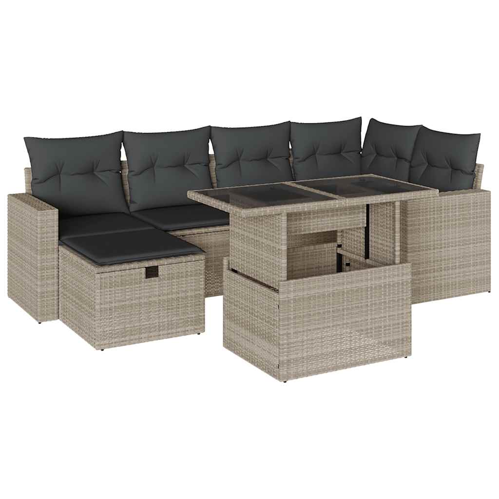 7-dijelni set vrtnih sofa svjetlosivi od poliratana