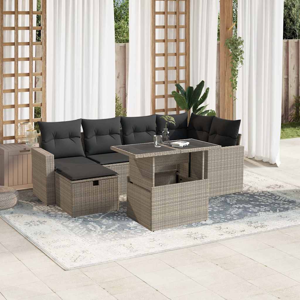 7-dijelni set vrtnih sofa svjetlosivi od poliratana