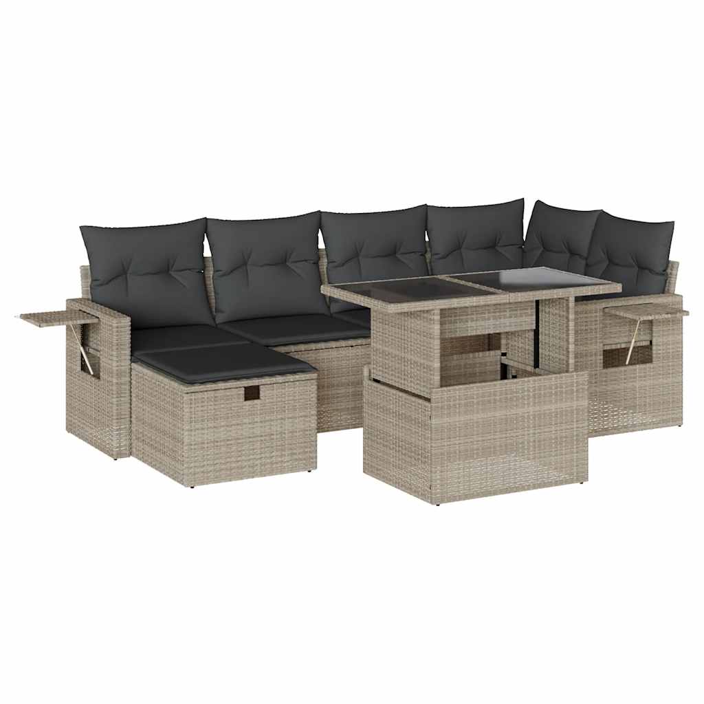 7-dijelni set vrtnih sofa svjetlosivi od poliratana