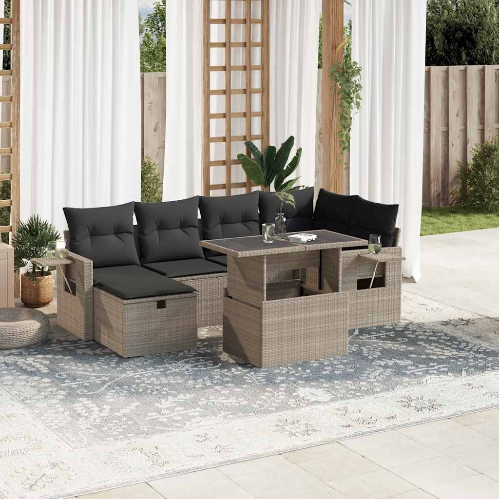 7-dijelni set vrtnih sofa svjetlosivi od poliratana