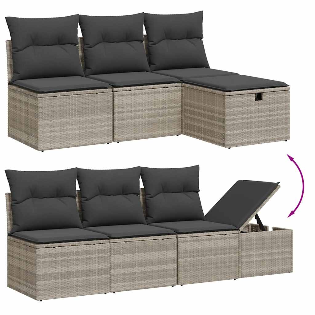 8-dijelni set vrtnih sofa od poliratana s jastucima svjetlosivi