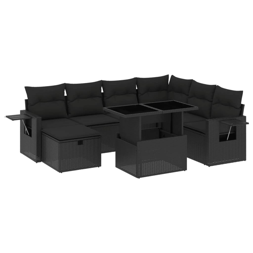 8-dijelni set vrtnih sofa od poliratana s jastucima crni