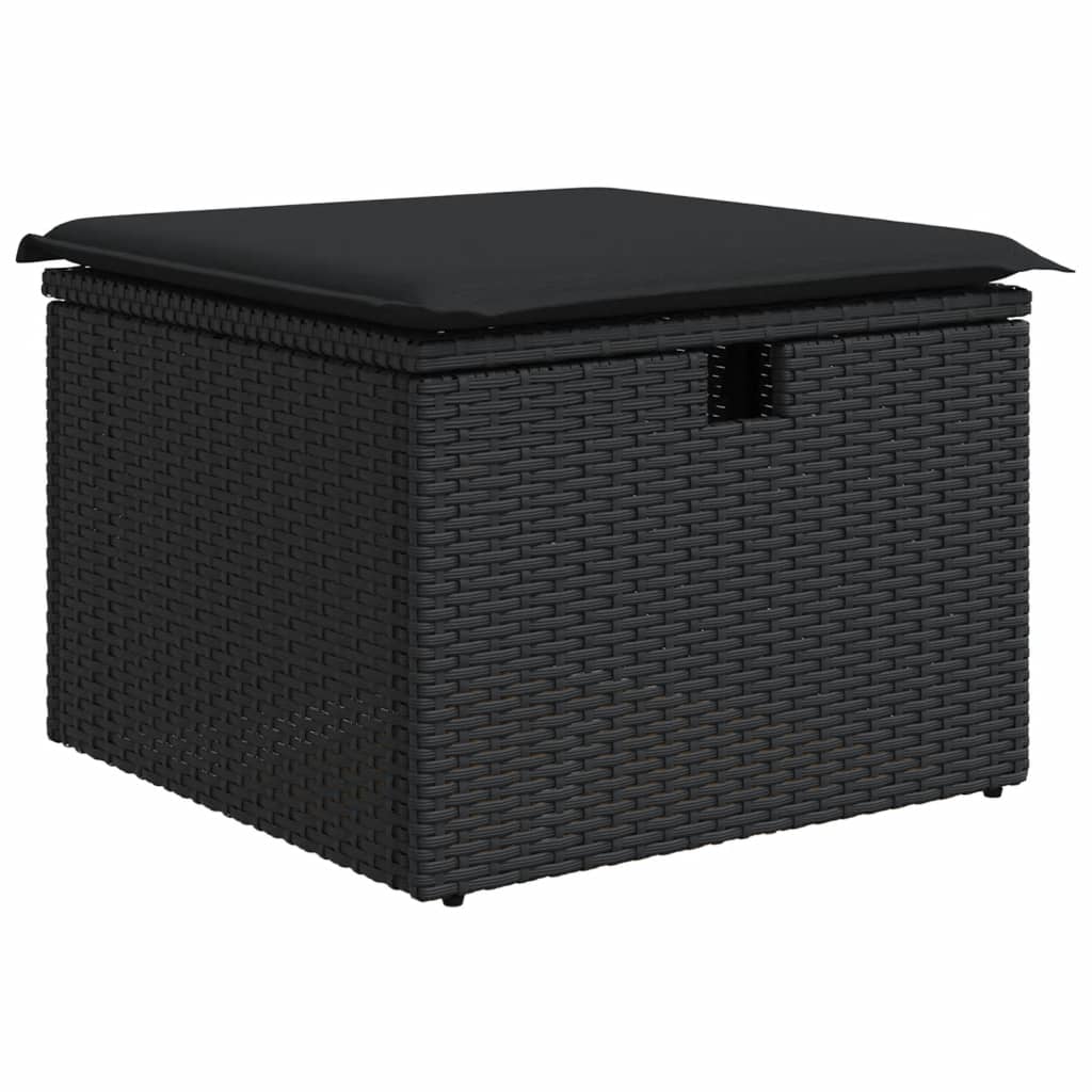 8-dijelni set vrtnih sofa od poliratana s jastucima crni