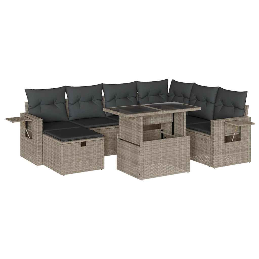 8-dijelni set vrtnih sofa od poliratana s jastucima svjetlosivi