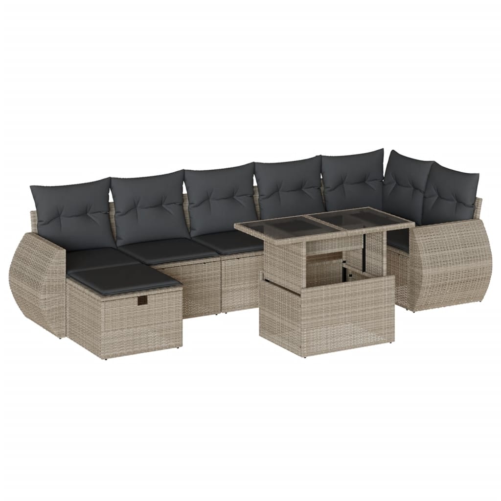 8-dijelni set vrtnih sofa od poliratana s jastucima svjetlosivi
