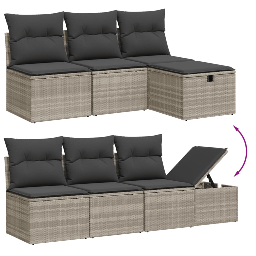 8-dijelni set vrtnih sofa od poliratana s jastucima svjetlosivi
