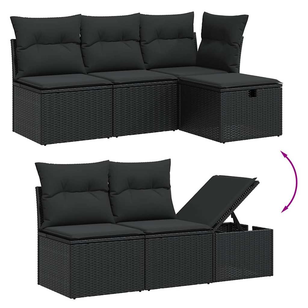 6-dijelni set vrtnih sofa s jastucima crni od poliratana
