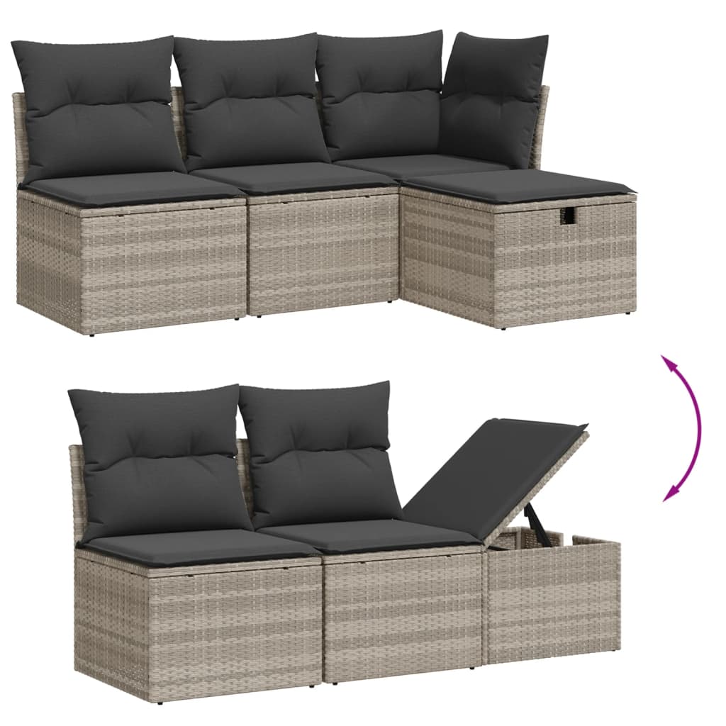 6-dijelni set vrtnih sofa od poliratana s jastucima svjetlosivi
