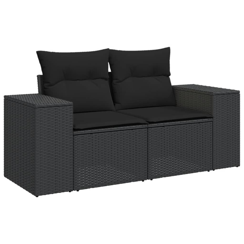 8-dijelni set vrtnih sofa od poliratana s jastucima crni