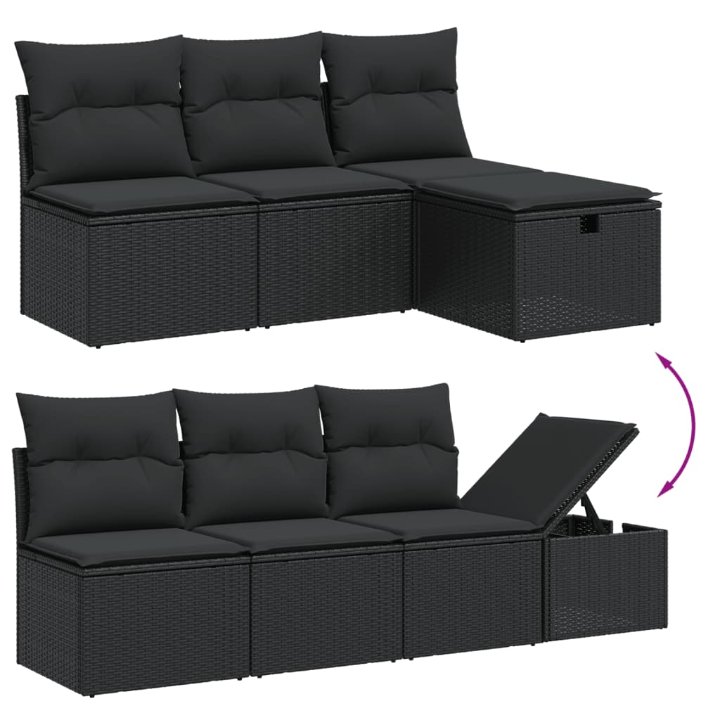 8-dijelni set vrtnih sofa od poliratana s jastucima crni