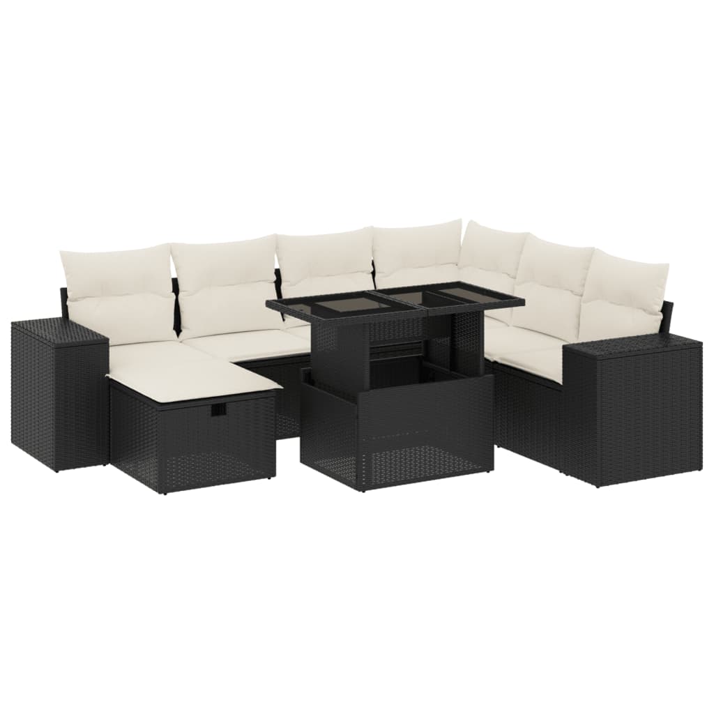 8-dijelni set vrtnih sofa od poliratana s jastucima crni