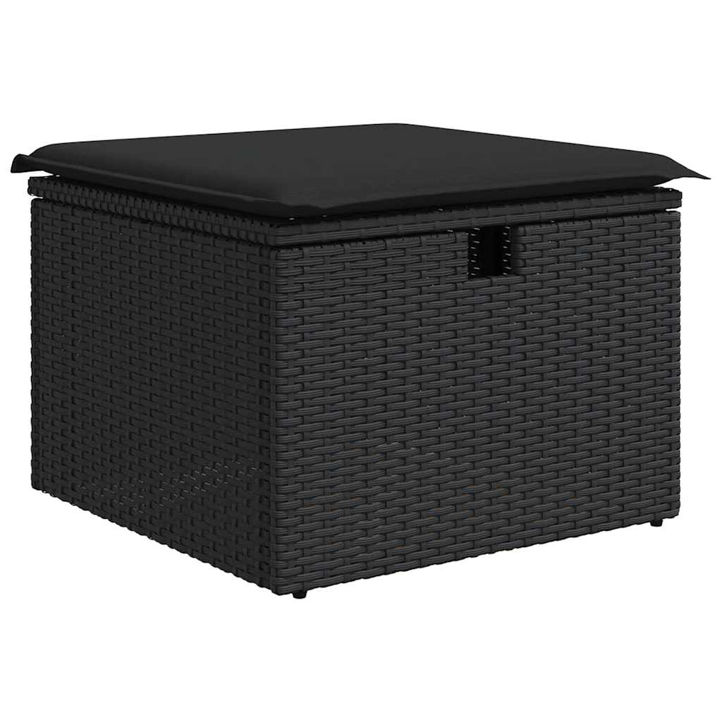 9-dijelni set vrtnih sofa s jastucima crni od poliratana