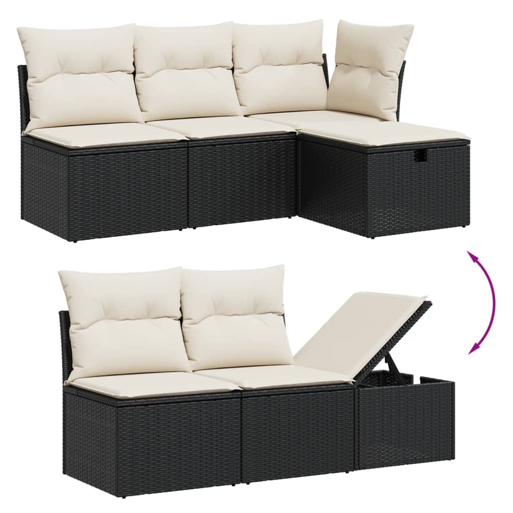 6-dijelni set vrtnih sofa s jastucima crni od poliratana