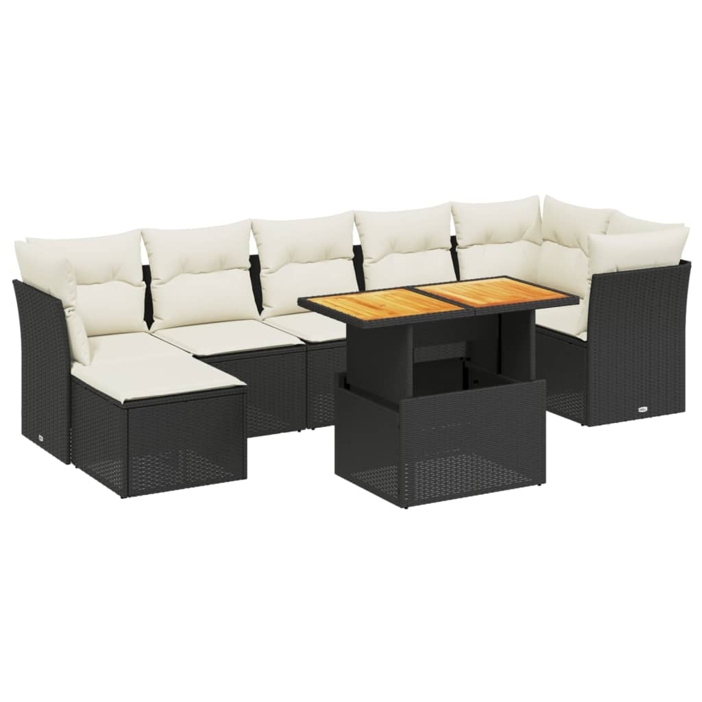 8-dijelni set vrtnih sofa od poliratana s jastucima crni