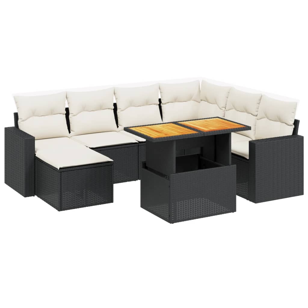 8-dijelni set vrtnih sofa od poliratana s jastucima crni