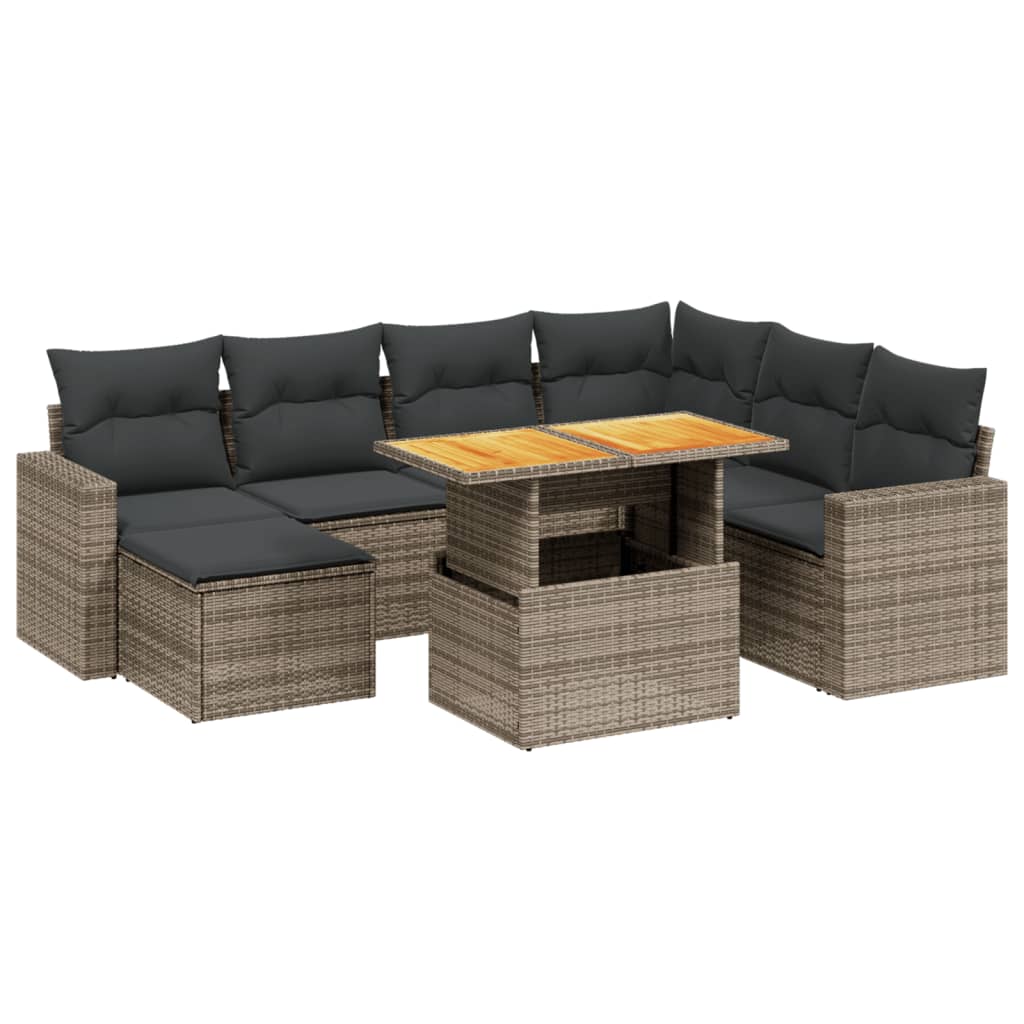 8-dijelni set vrtnih sofa od poliratana s jastucima sivi