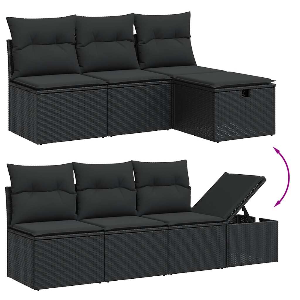 8-dijelni set vrtnih sofa od poliratana s jastucima crni