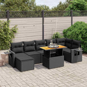 8-dijelni set vrtnih sofa od poliratana s jastucima crni