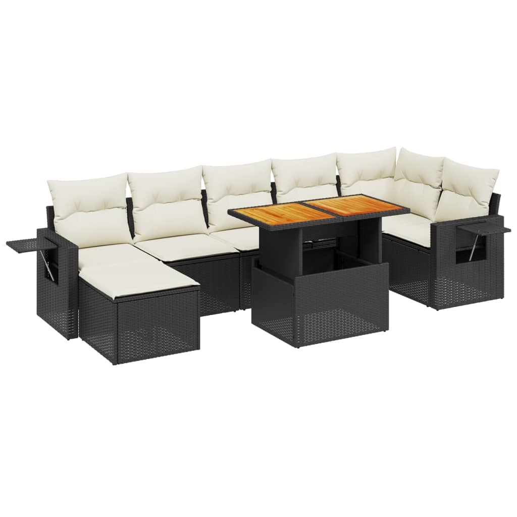 8-dijelni set vrtnih sofa od poliratana s jastucima crni