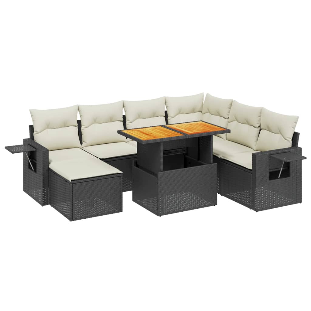 8-dijelni set vrtnih sofa od poliratana s jastucima crni