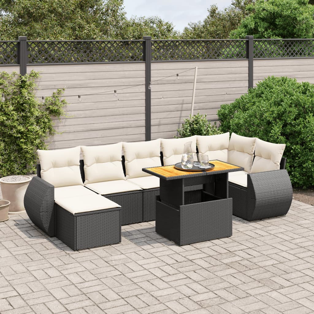 8-dijelni set vrtnih sofa od poliratana s jastucima crni