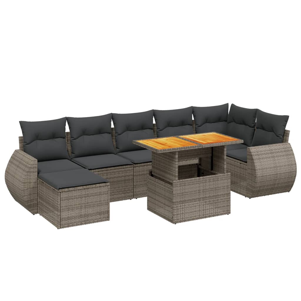 8-dijelni set vrtnih sofa od poliratana s jastucima sivi