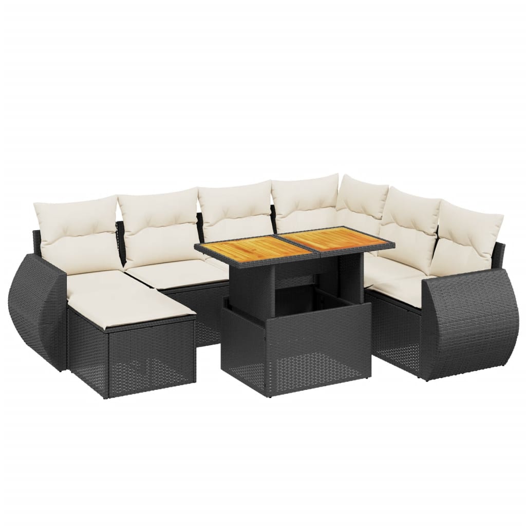 8-dijelni set vrtnih sofa od poliratana s jastucima crni