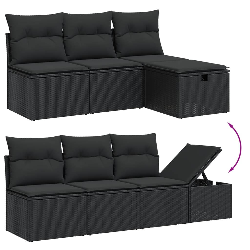 8-dijelni set vrtnih sofa od poliratana s jastucima crni