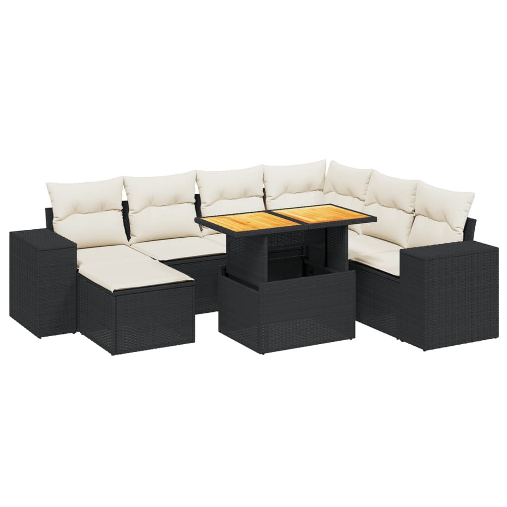 8-dijelni set vrtnih sofa od poliratana s jastucima crni