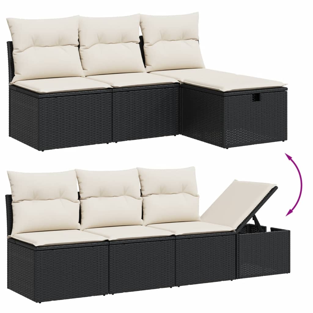 8-dijelni set vrtnih sofa od poliratana s jastucima crni