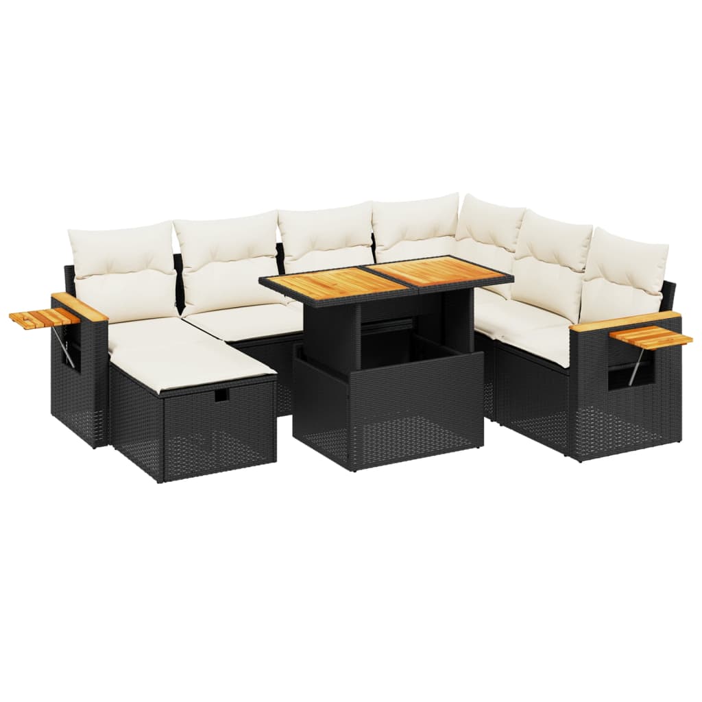 8-dijelni set vrtnih sofa od poliratana s jastucima crni