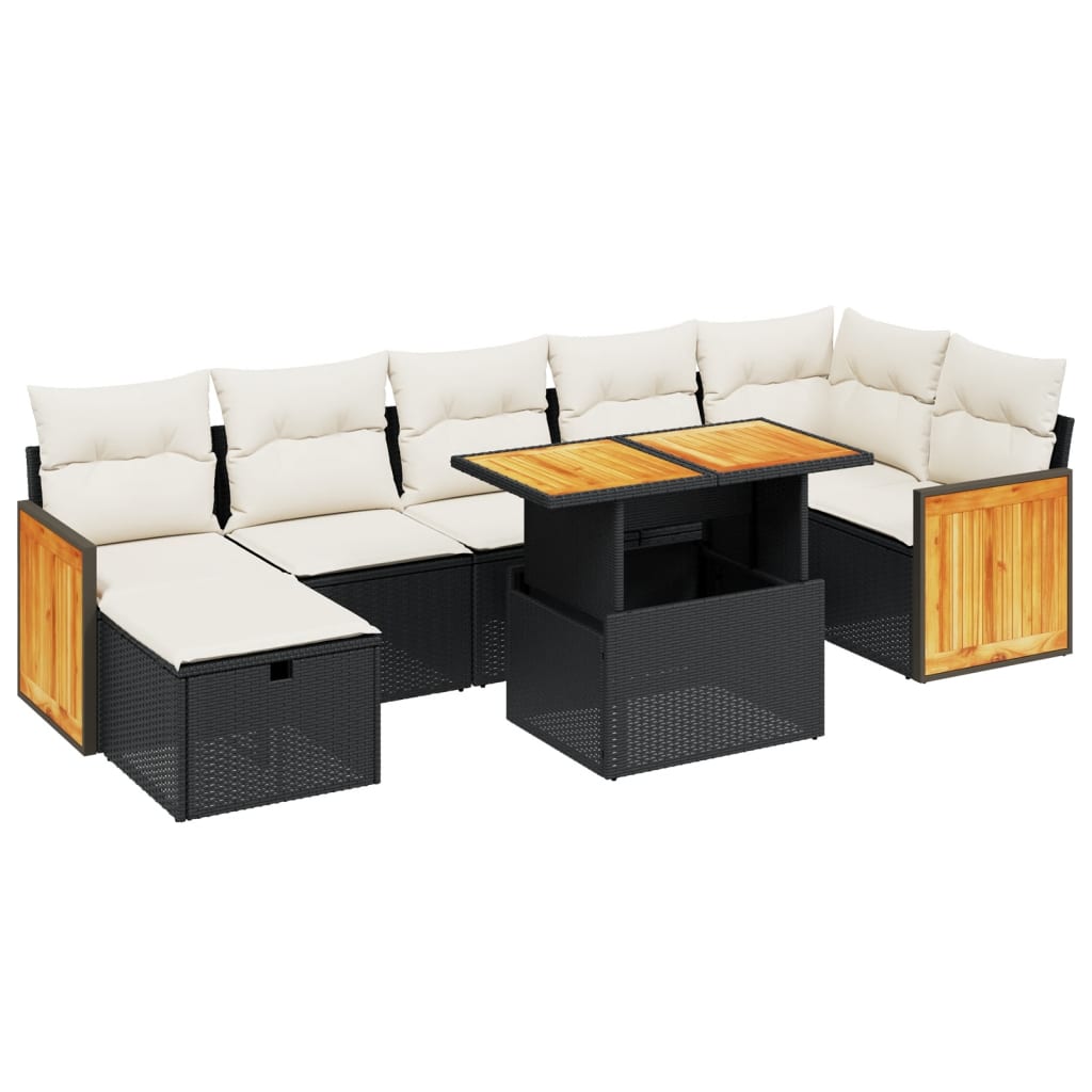 8-dijelni set vrtnih sofa od poliratana s jastucima crni
