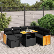 8-dijelni set vrtnih sofa od poliratana s jastucima crni