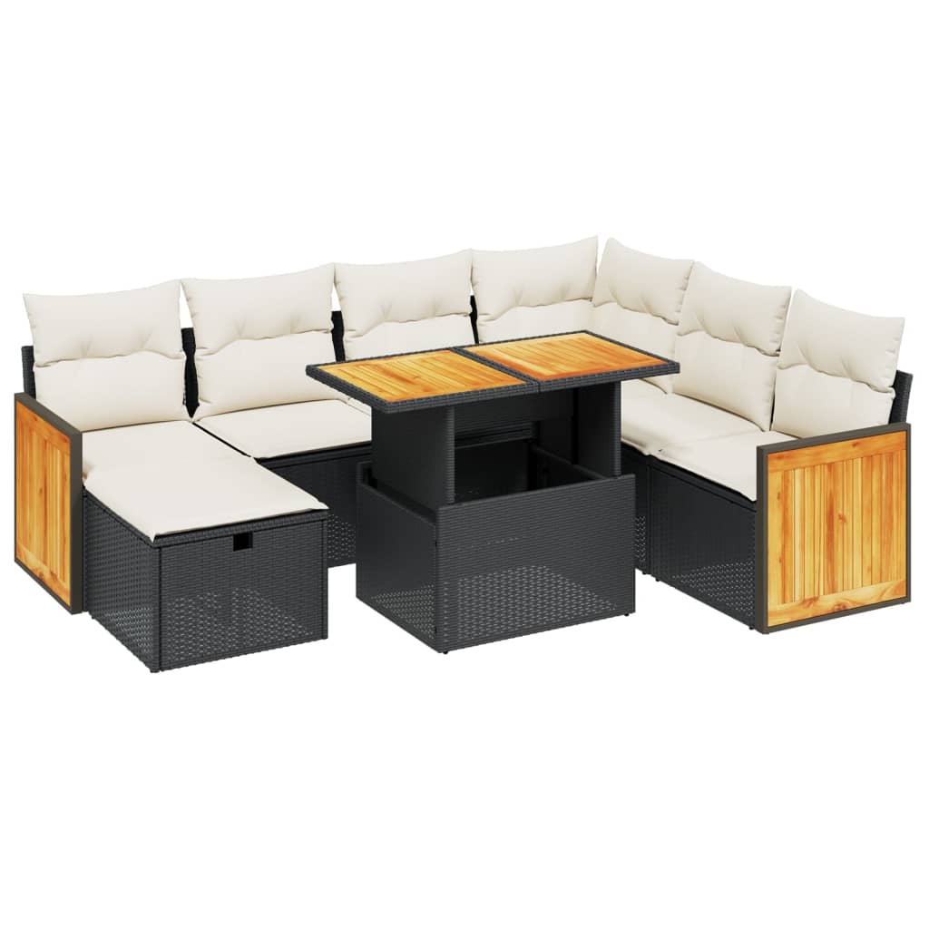 8-dijelni set vrtnih sofa od poliratana s jastucima crni