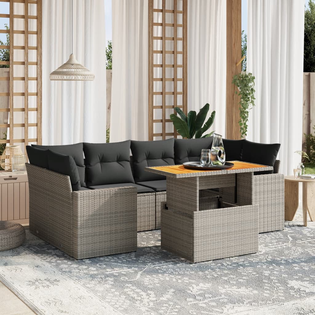 7-dijelni set vrtnih sofa sivi od poliratana