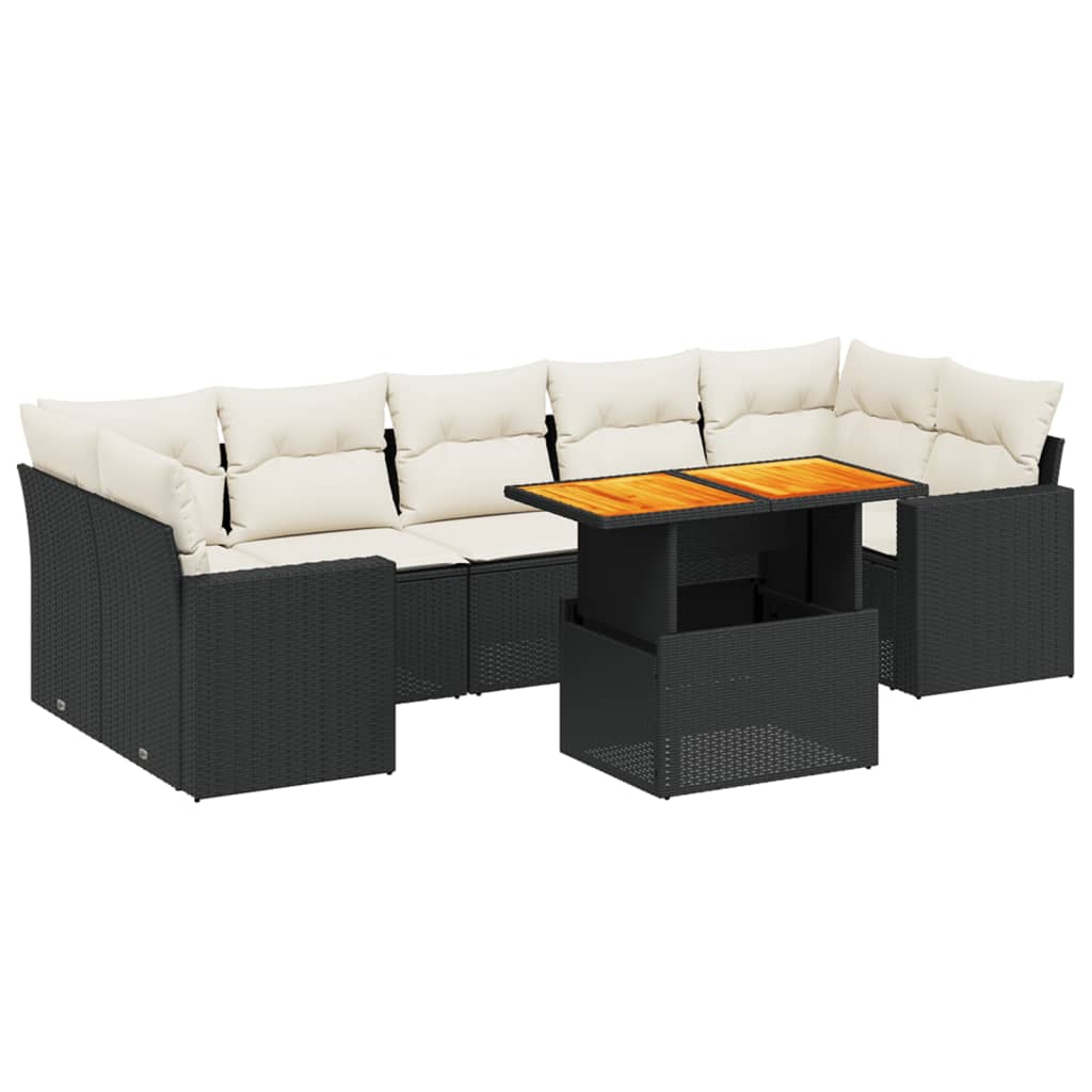 8-dijelni set vrtnih sofa od poliratana s jastucima crni
