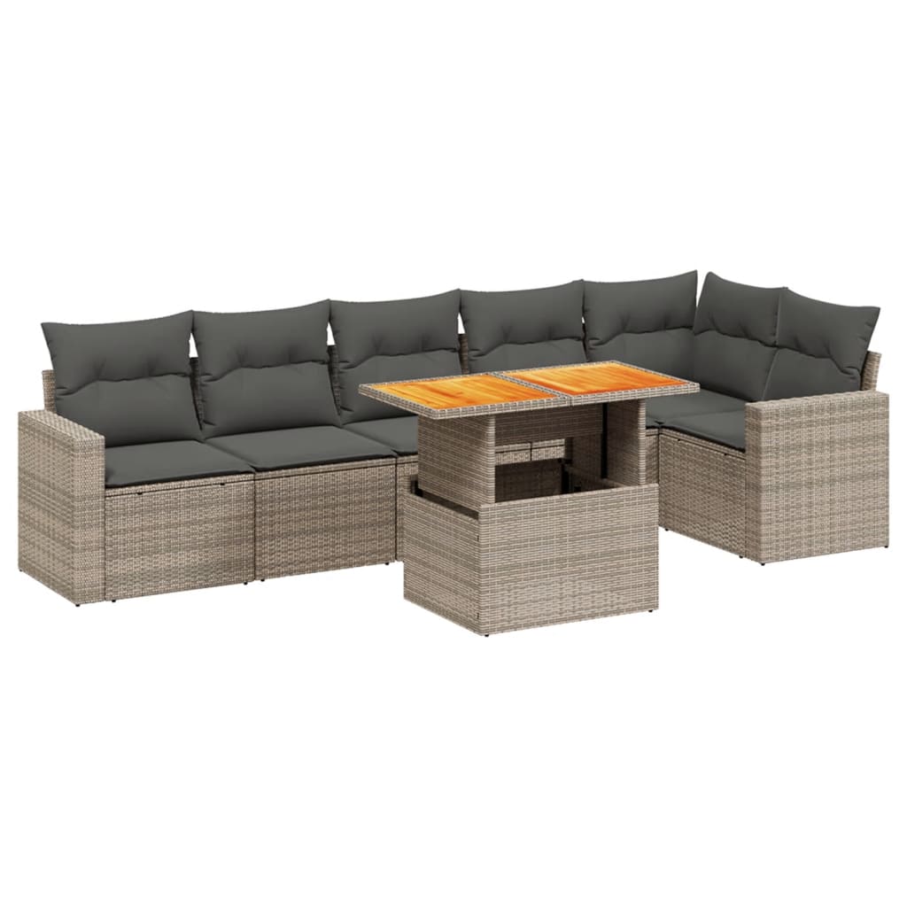 7-dijelni set vrtnih sofa sivi od poliratana