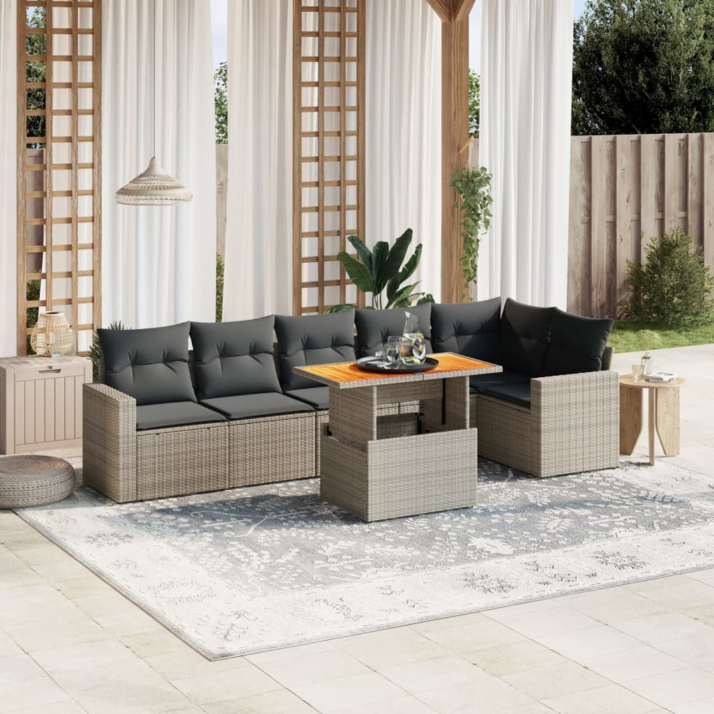 7-dijelni set vrtnih sofa sivi od poliratana