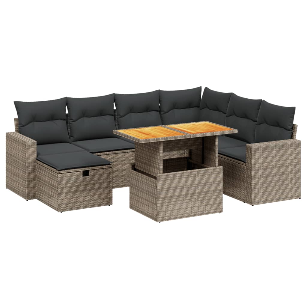 8-dijelni set vrtnih sofa od poliratana s jastucima sivi