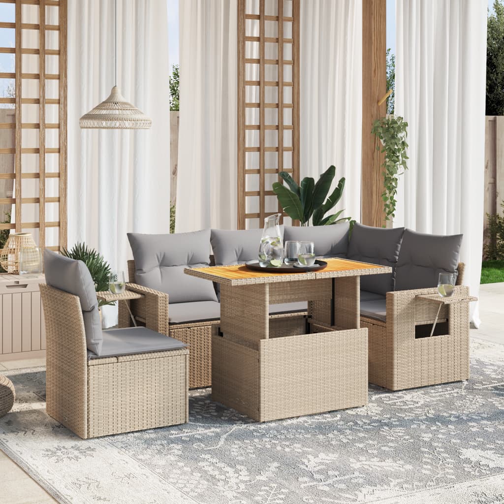 6-dijelni set vrtnih sofa s jastucima od poliratana