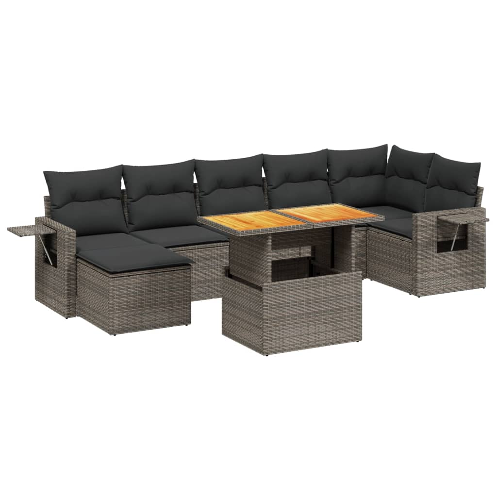 8-dijelni set vrtnih sofa od poliratana s jastucima sivi