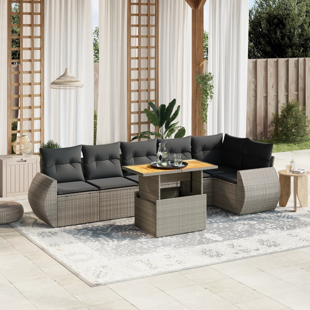 7-dijelni set vrtnih sofa sivi od poliratana