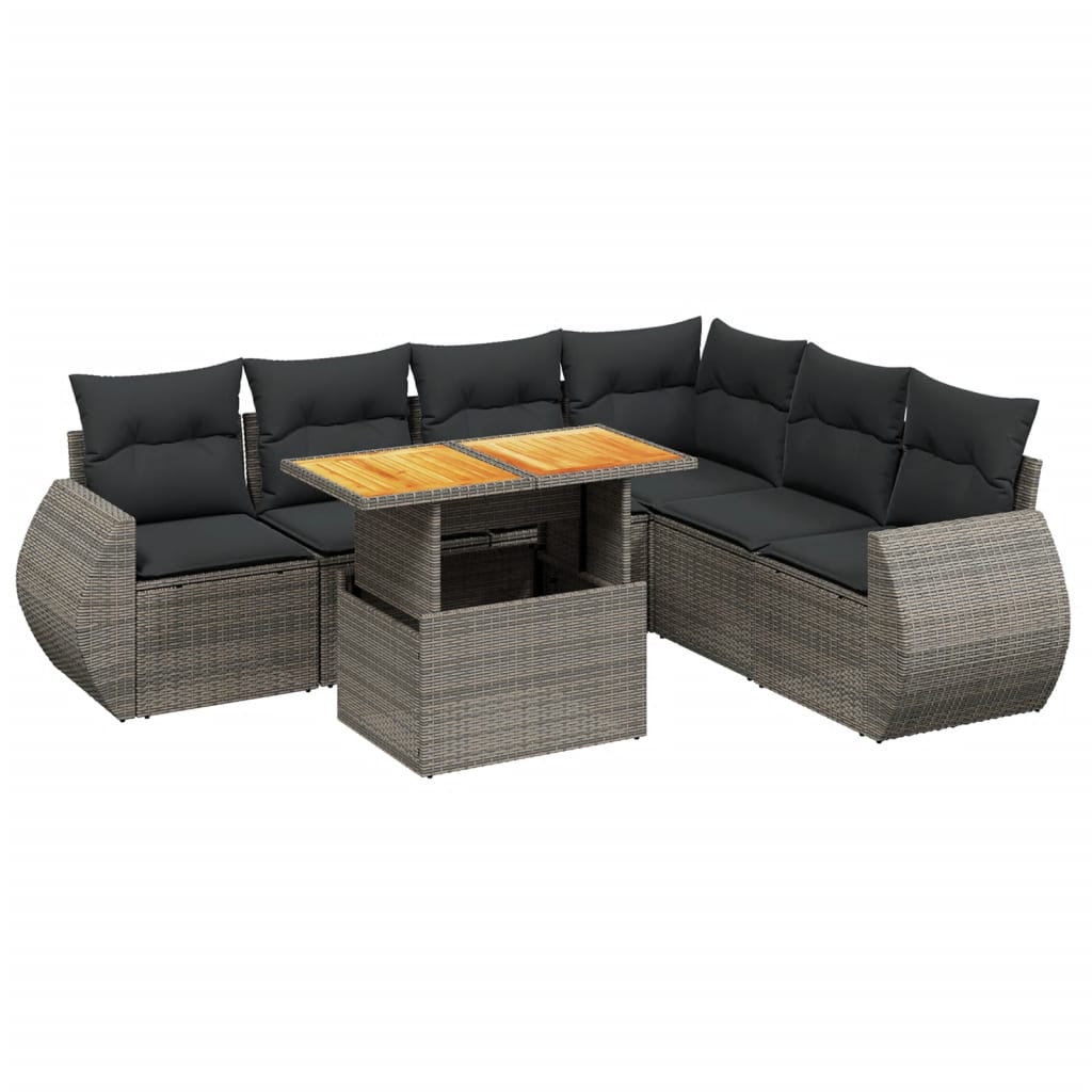 7-dijelni set vrtnih sofa sivi od poliratana