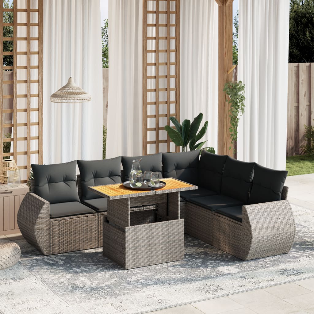 7-dijelni set vrtnih sofa sivi od poliratana
