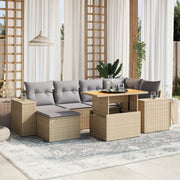 7-dijelni set vrtnih sofa od poliratana s jastucima bež Beige and grey