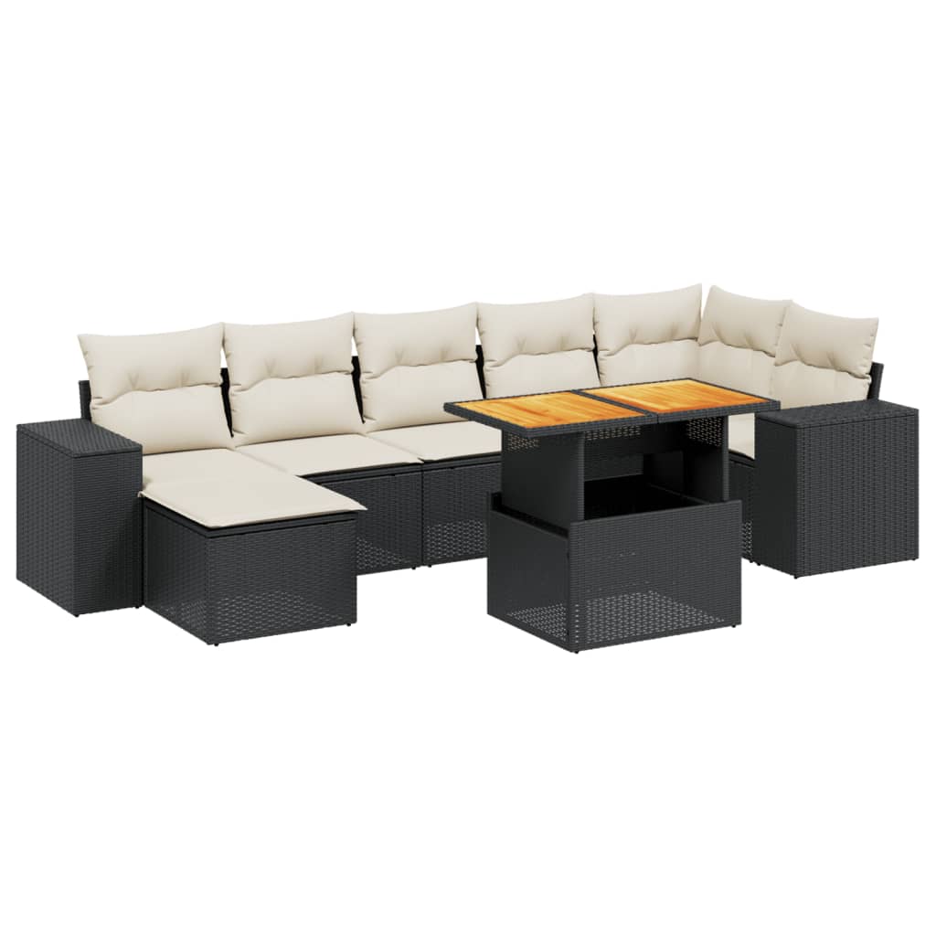 8-dijelni set vrtnih sofa od poliratana s jastucima crni